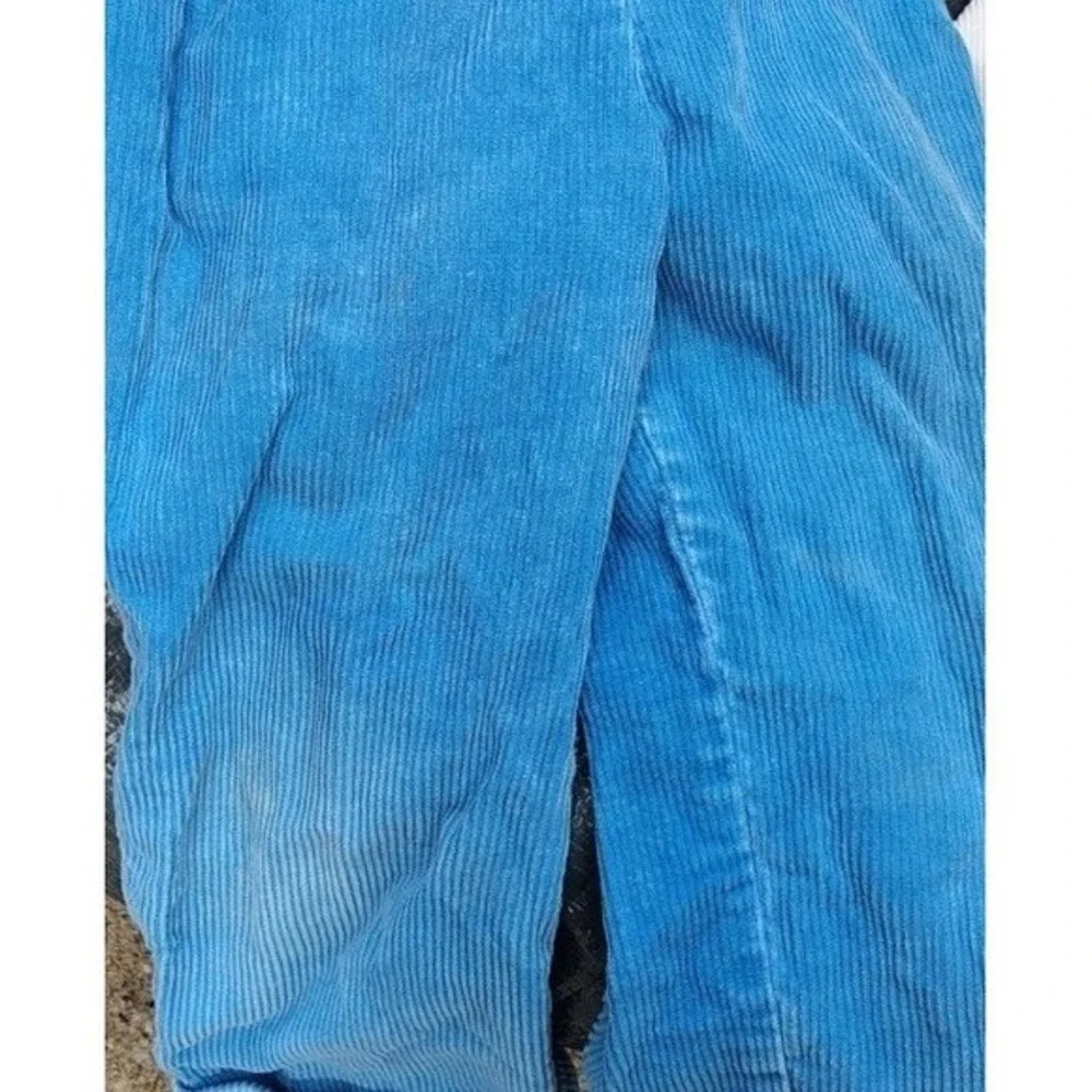 Vintage IZOD Lacoste Infant Toddler Blue Corduroy‎ Overalls Crocodile Logo 80s